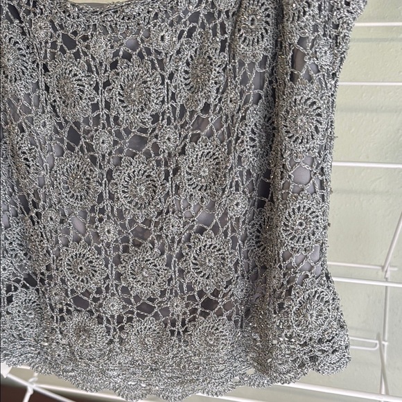 Gray Crochet Lace beaded tank top JS Collections. XL NWT (C2) - Picture 7 of 11